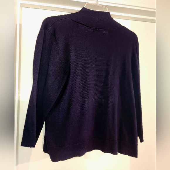 Verve Ami Navy Blue Sweater Waist length 3/4 Sleeve Ladies Large NWT $22 - Picture 4 of 6